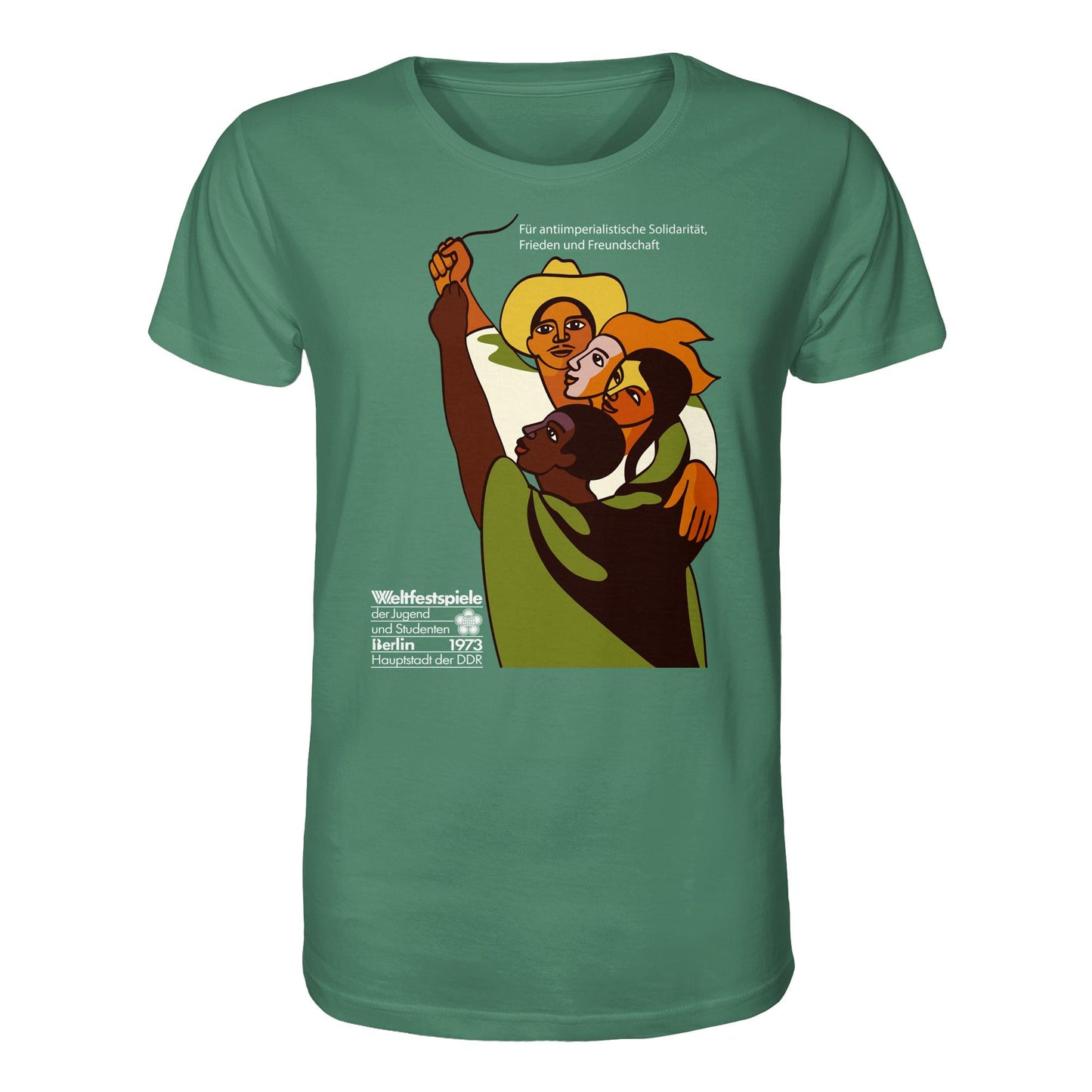 DDR Ostalgie Bio-Shirt Unisex • FÜR FRIEDEN UND FREUNDSCHAFT - ORIGINALPOSTER WELTFESTSPIELE BERLIN 1973