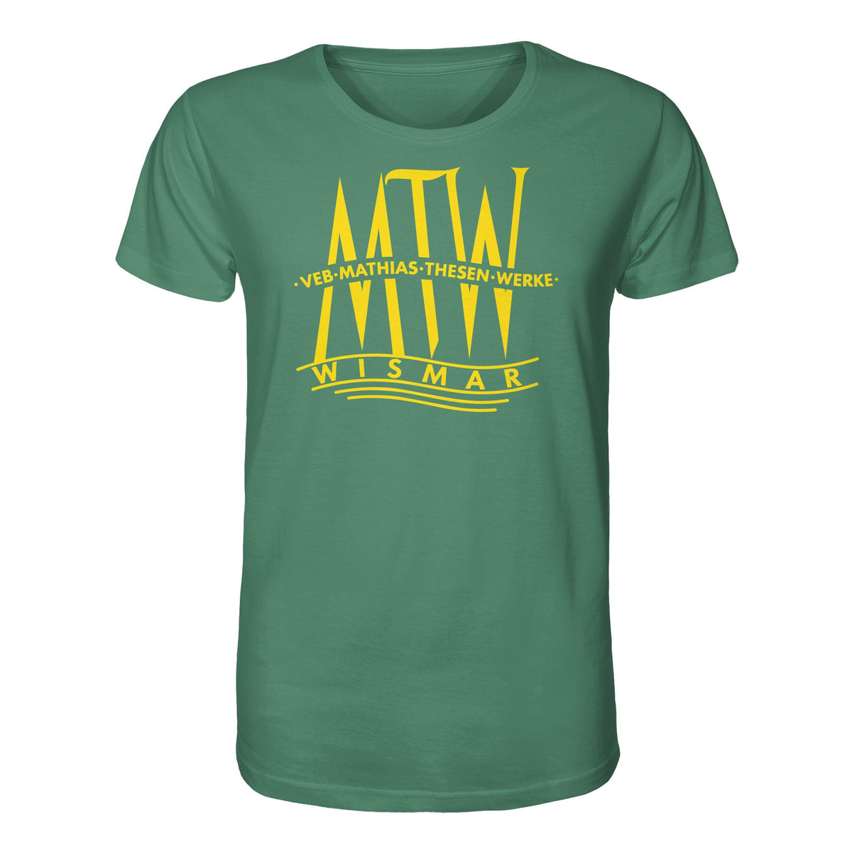 DDR Ostalgie Bio-Shirt Unisex • MATHIAS-THESEN-WERKE WISMAR (LOGO 1946)