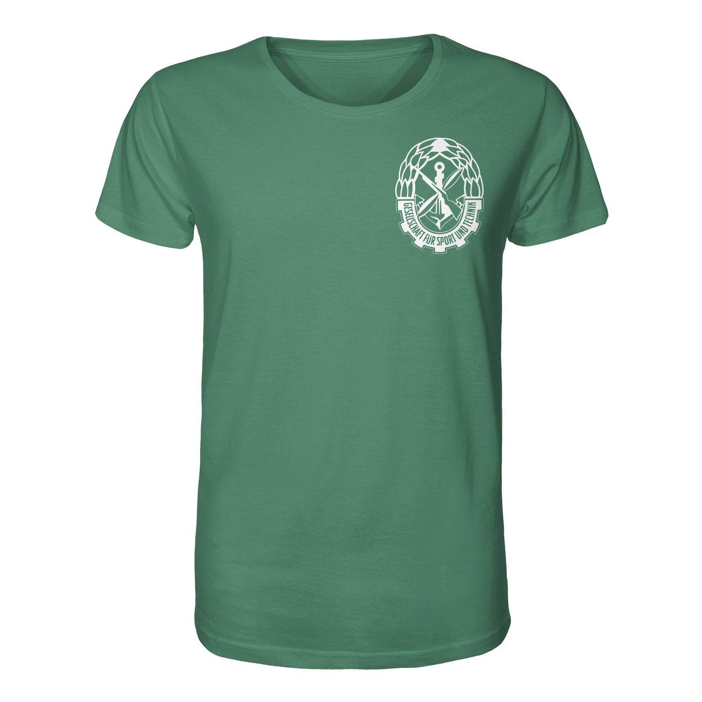 DDR Ostalgie Bio-Shirt Unisex • GST - GESELLSCHAFT FÜR SPORT UND TECHNIK (BRUST EMBLEM)