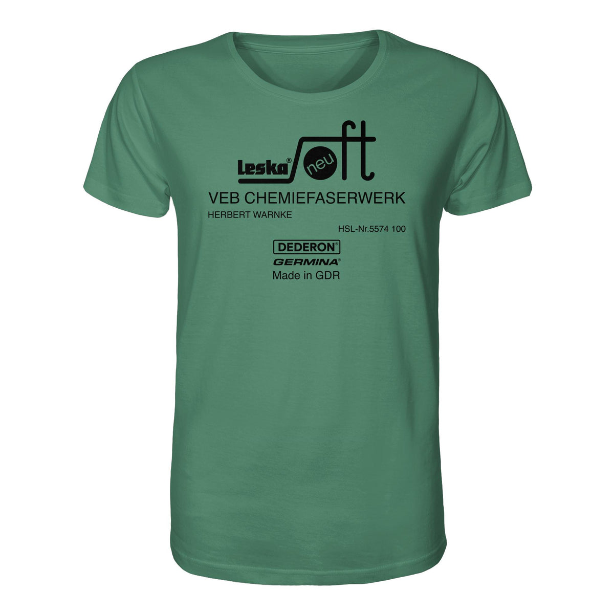 DDR Ostalgie Bio-Shirt Unisex • LESKA VEB CHEMIEFASERWERK HERBERT WARNKE - DEDERON, GERMINA