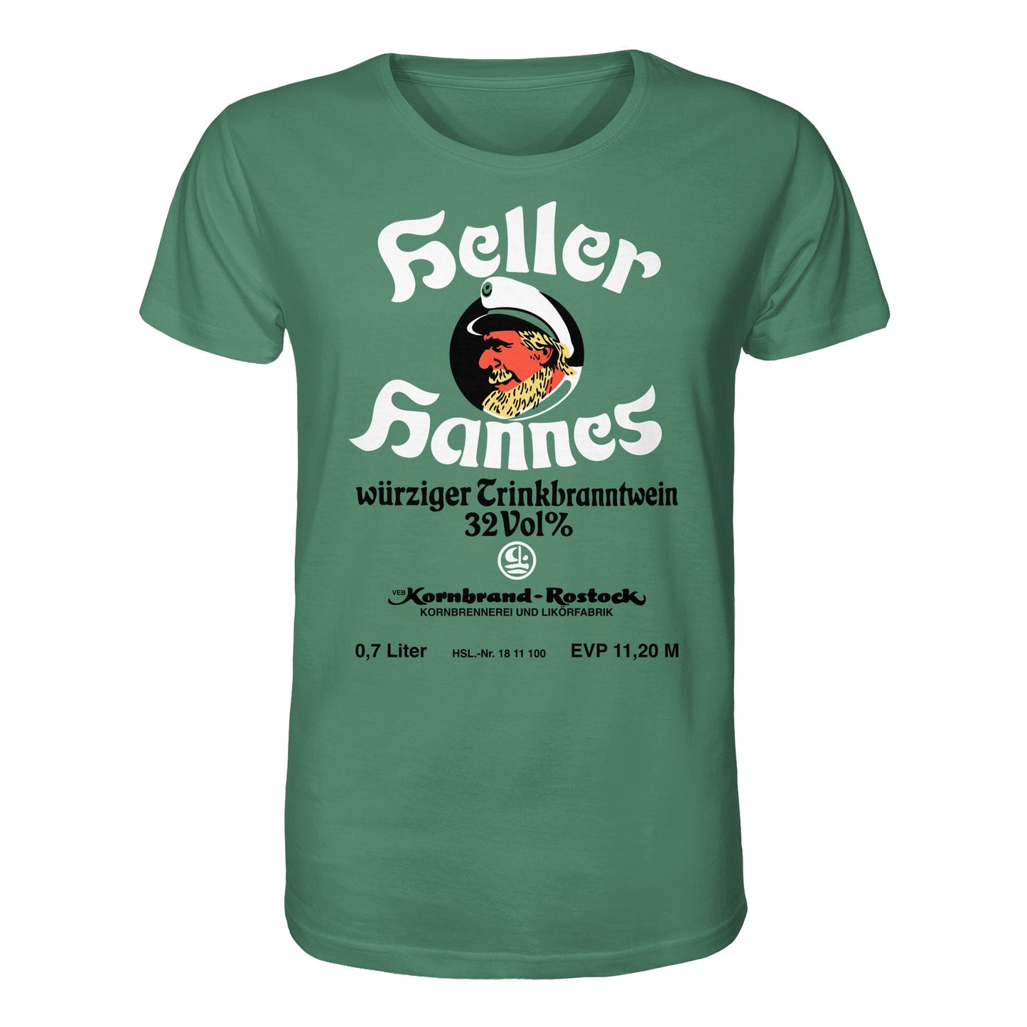 DDR Ostalgie Bio-Shirt Unisex • HELLER HANNES - TRINKBRANNTWEIN - VEB KORNBRANDT ROSTOCK