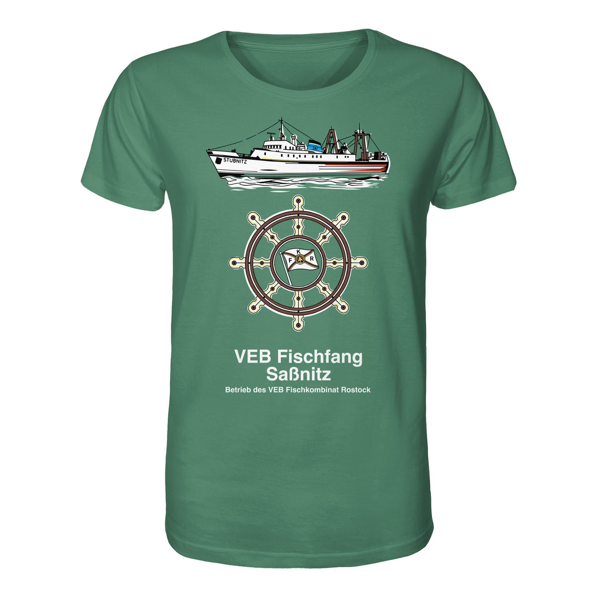 DDR Ostalgie Bio-Shirt Unisex • VEB FISCHFANG SASSNITZ