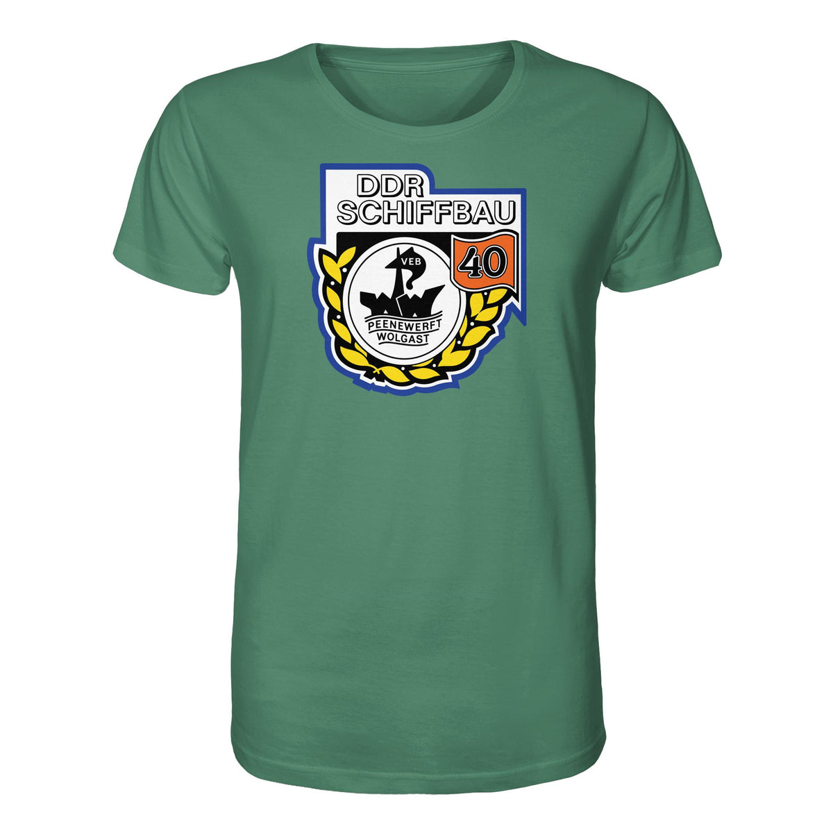 DDR Ostalgie Bio-Shirt Unisex • VEB PEENEWERFT WOLGAST, DDR SCHIFFBAU