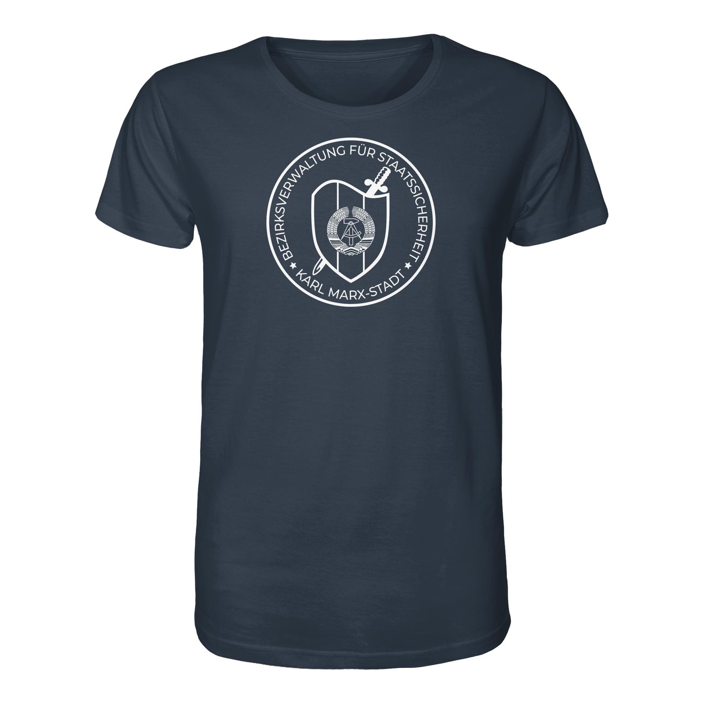 DDR Ostalgie Bio-Shirt Unisex • BEZIRKSVERWALTUNG STAATSSICHERHEIT KARL MARX STADT