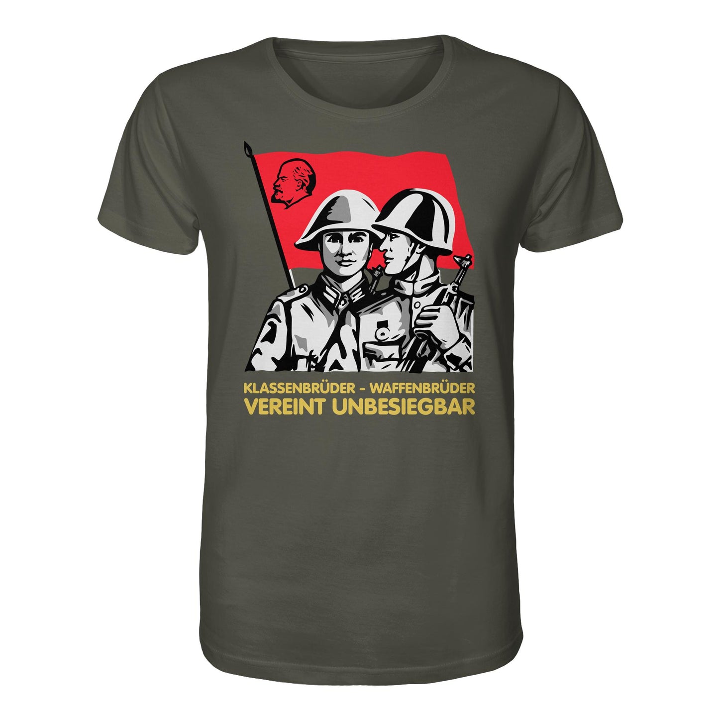 DDR Ostalgie Bio-Shirt Unisex • KLASSENBRÜDER WAFFENBRÜDER - VEREINT UNBESIEGBAR (NVA)