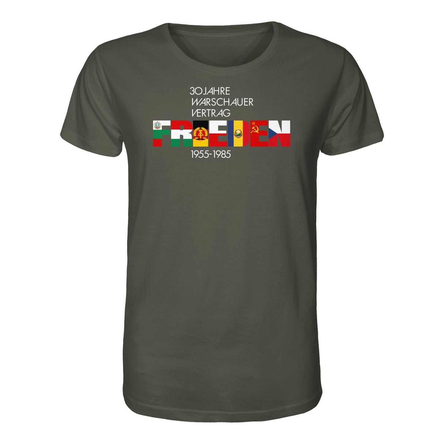 DDR Ostalgie Bio-Shirt Unisex • FRIEDEN - 30 JAHRE WARSCHAUER VERTRAG (DDR-BRIEFMARKE)