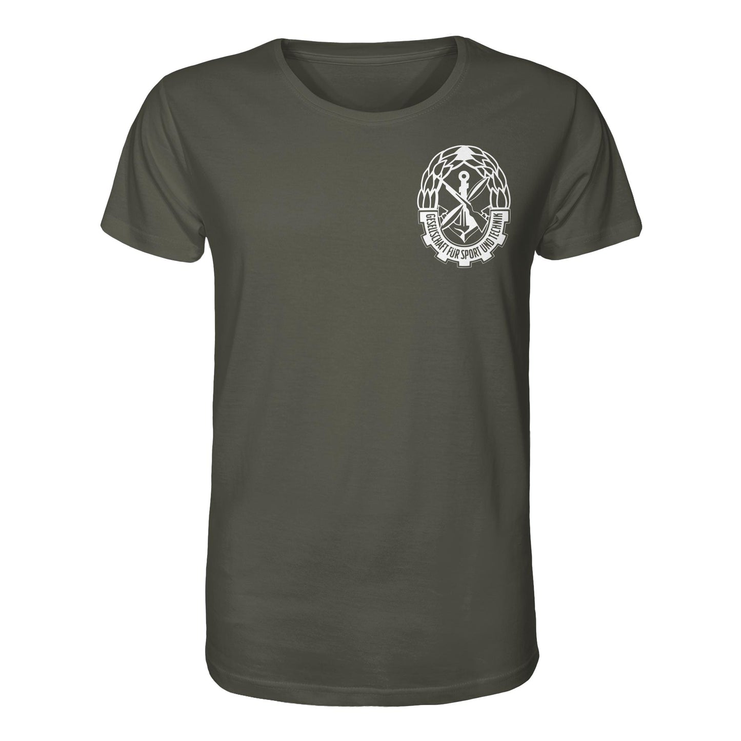 DDR Ostalgie Bio-Shirt Unisex • GST - GESELLSCHAFT FÜR SPORT UND TECHNIK (BRUST EMBLEM)