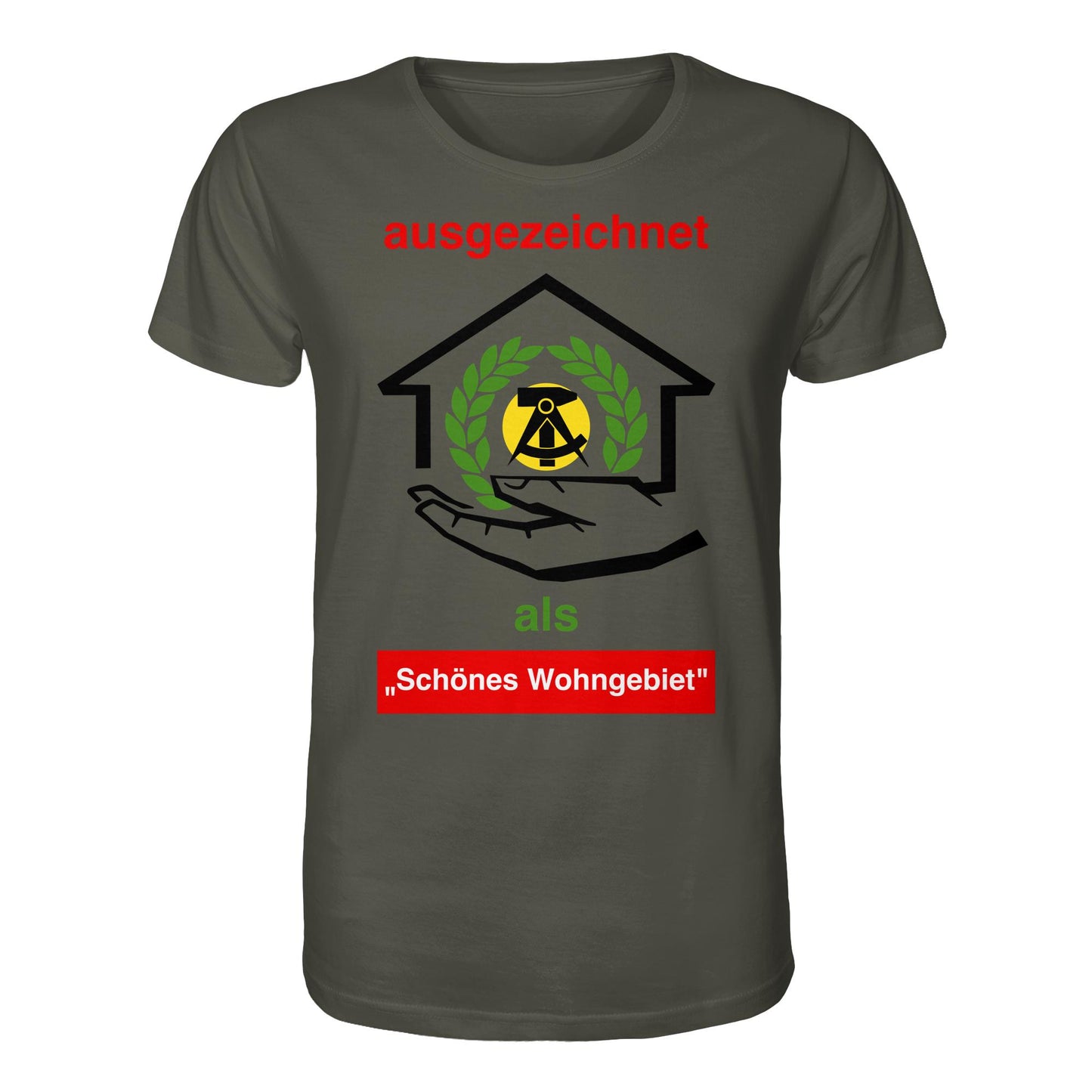 DDR Ostalgie Bio-Shirt Unisex • AUSZEICHNUNG SCHÖNES WOHNGEBIET (ORIGINAL SCHILD)