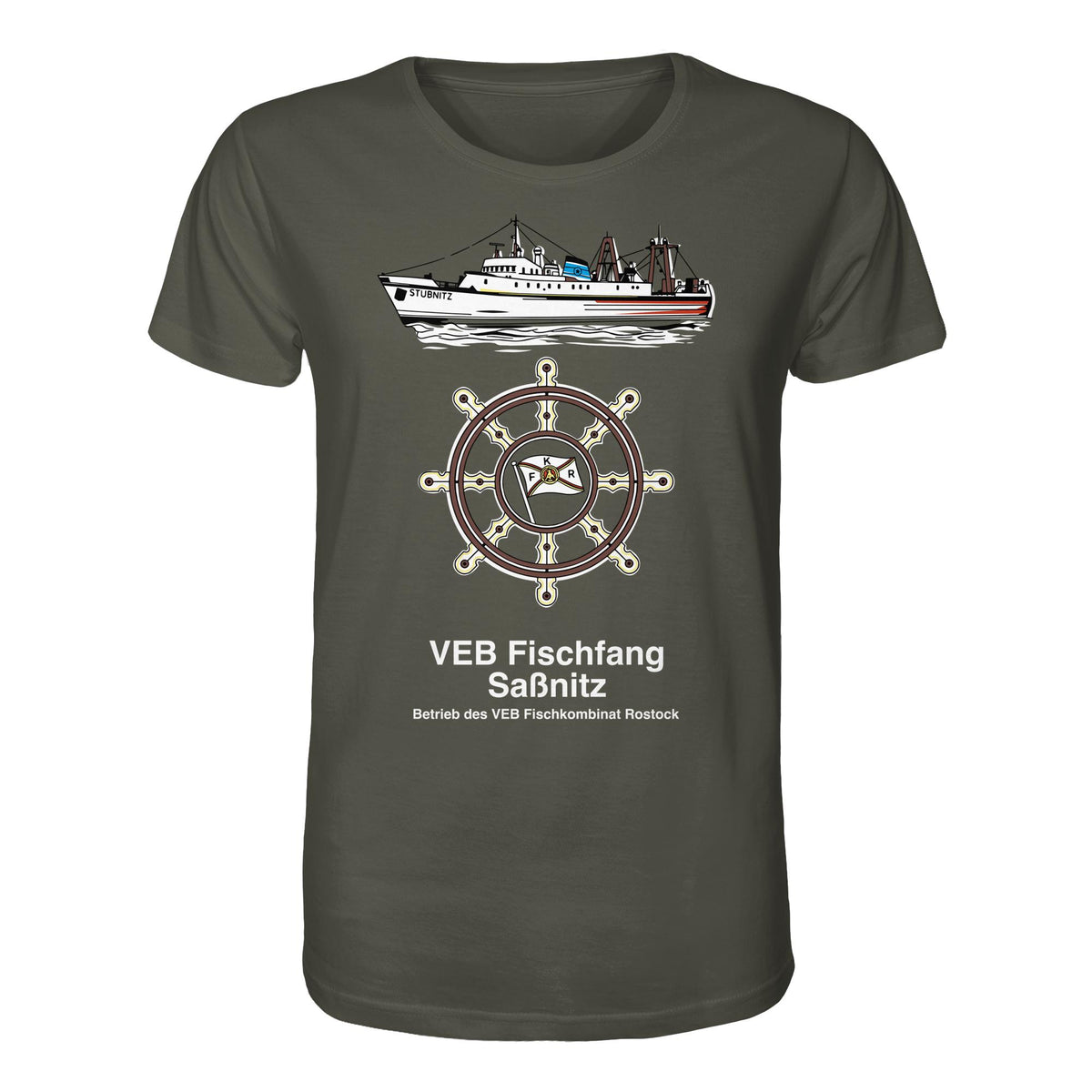 DDR Ostalgie Bio-Shirt Unisex • VEB FISCHFANG SASSNITZ