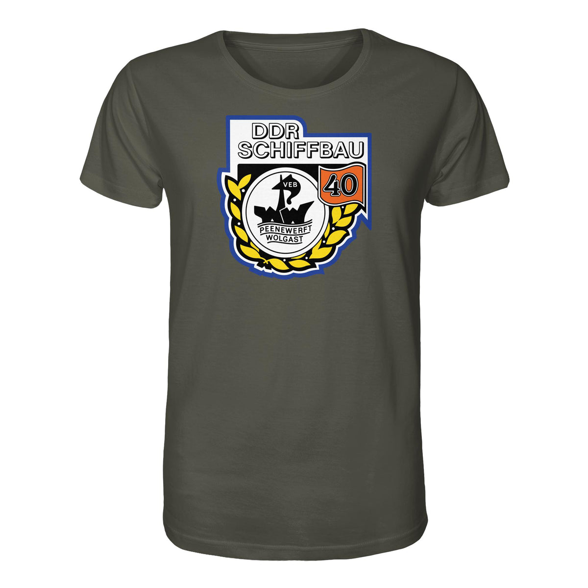 DDR Ostalgie Bio-Shirt Unisex • VEB PEENEWERFT WOLGAST, DDR SCHIFFBAU