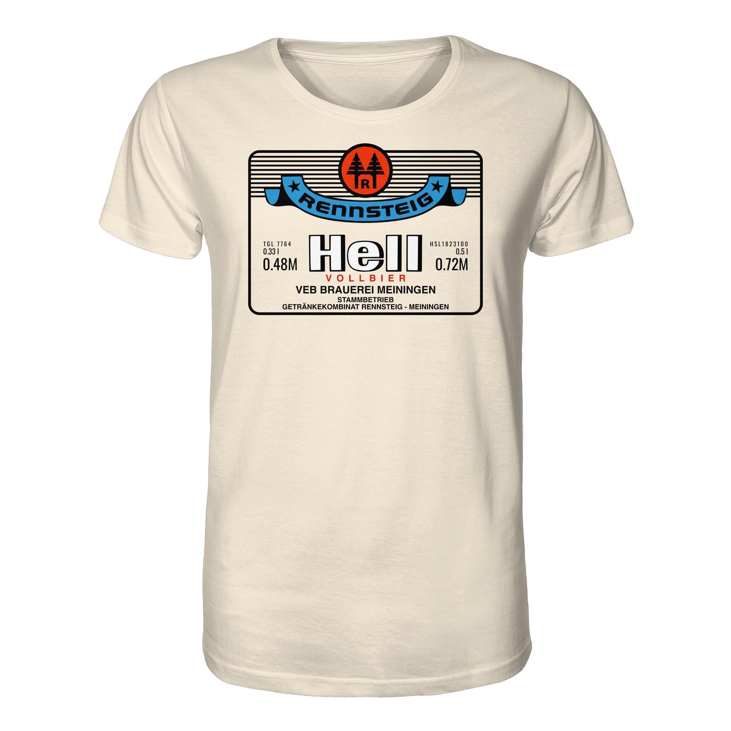DDR Ostalgie Bio-Shirt Unisex • RENNSTEIG HELL - VEB BRAUEREI MEININGEN