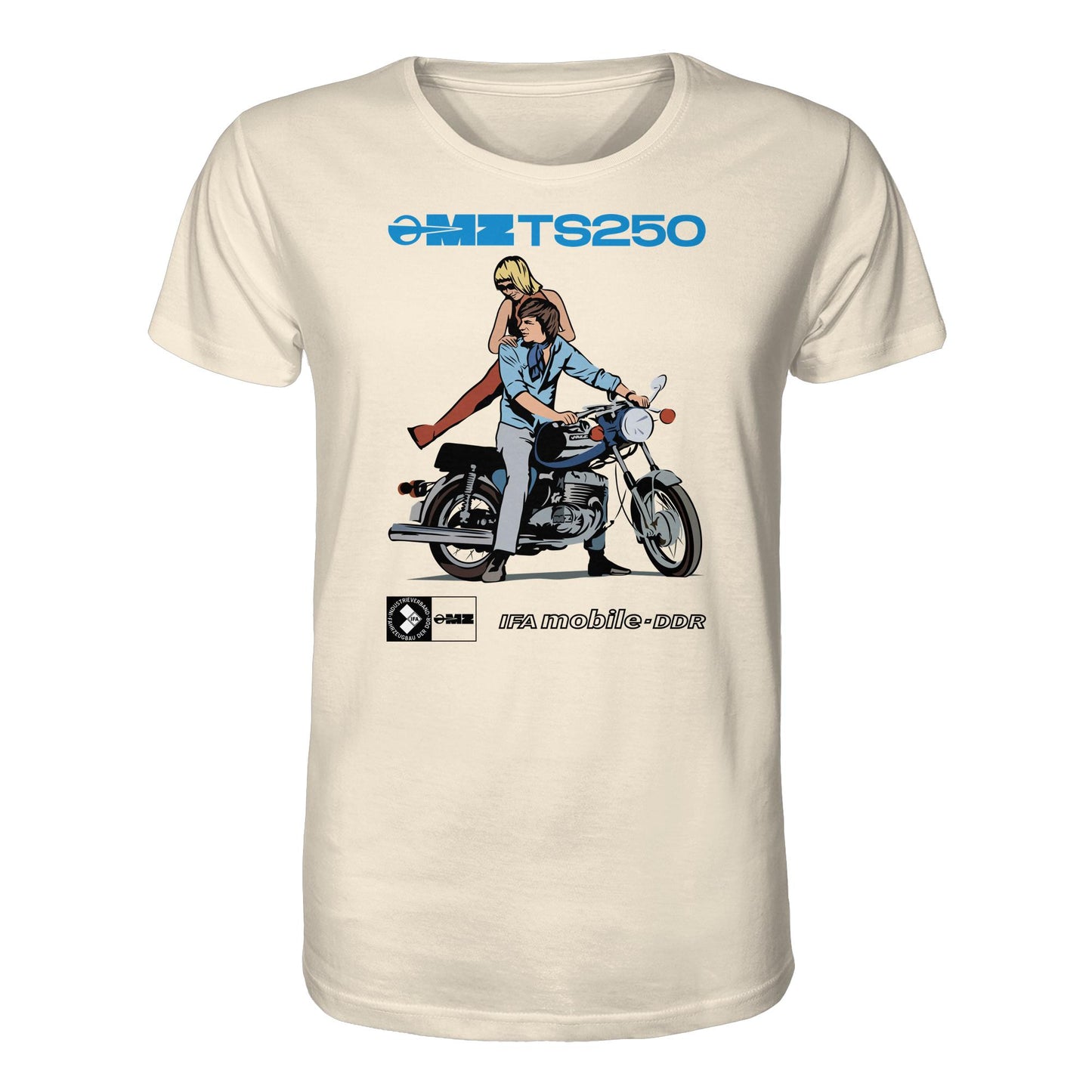 ORGANIC BIO SHIRT UNISEX • MZ TS 250 BLAU (ORIGINAL DDR-PLAKAT)