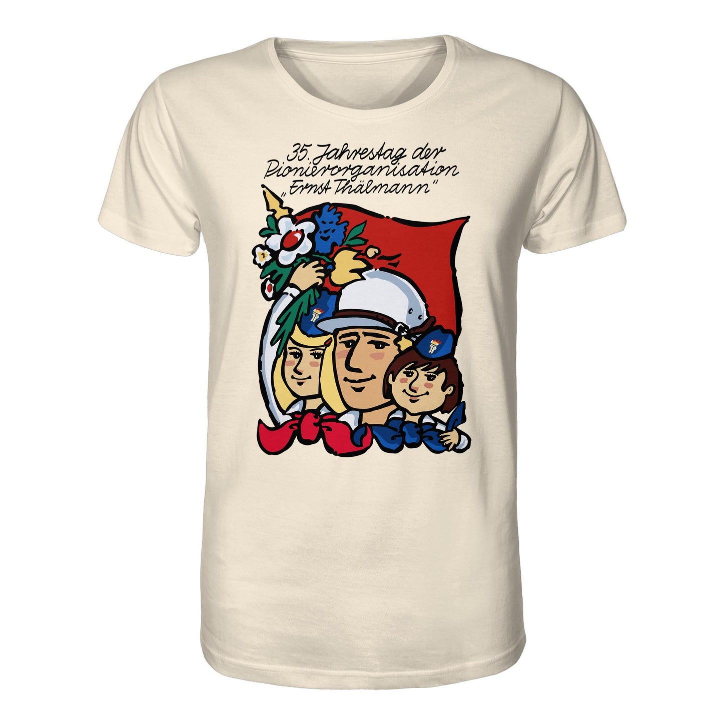 ORGANIC BIO SHIRT UNISEX • 35 JAHRE PIONIERORGANISATION ERNST THÄLMANN (ORIGINAL DDR-PLAKAT)