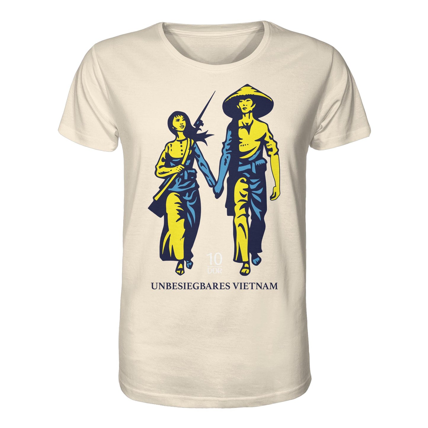 DDR Ostalgie Bio-Shirt Unisex • UNBESIEGBARES VIETNAM (ORIGINAL DDR-BRIEFMARKE)