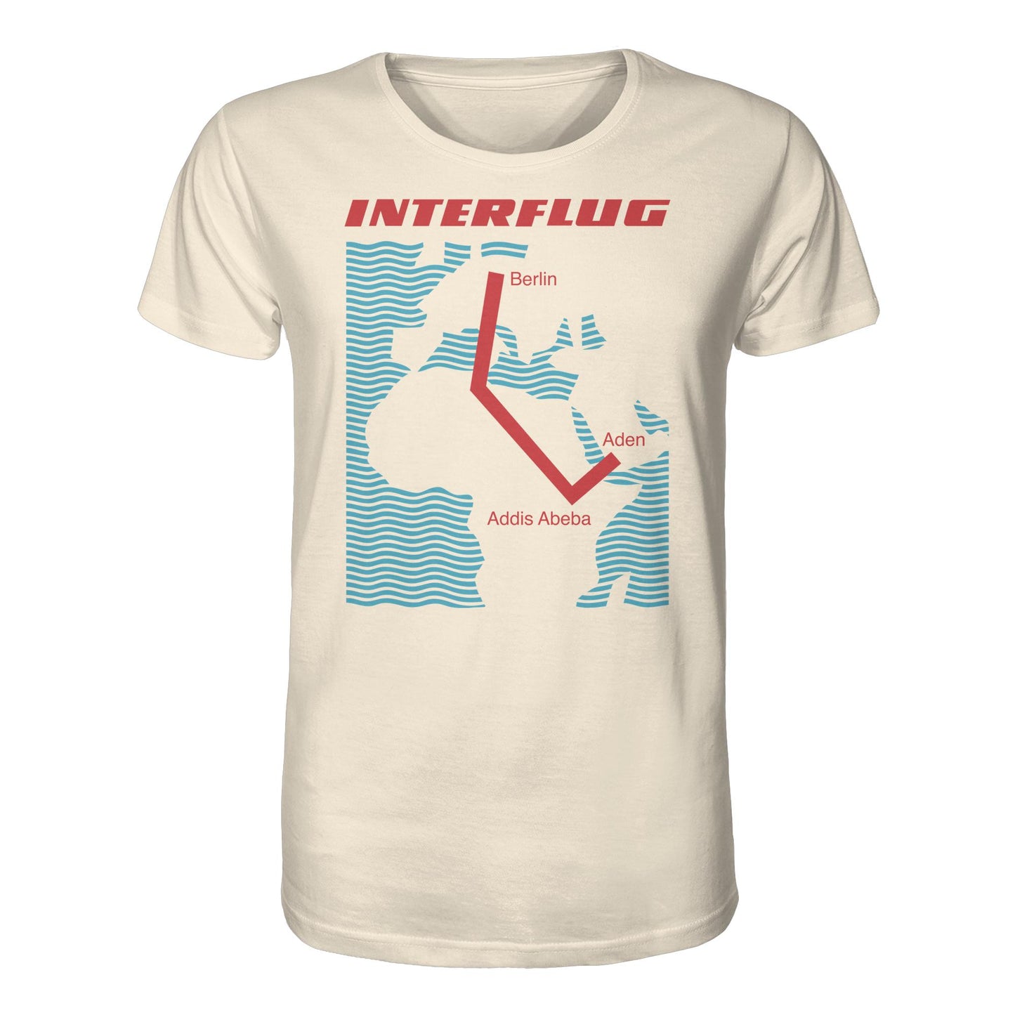 DDR Ostalgie Bio-Shirt Unisex • INTERFLUG BERLIN - ADDIS ABEBA (ORIGINAL SONDERSTEMPEL)