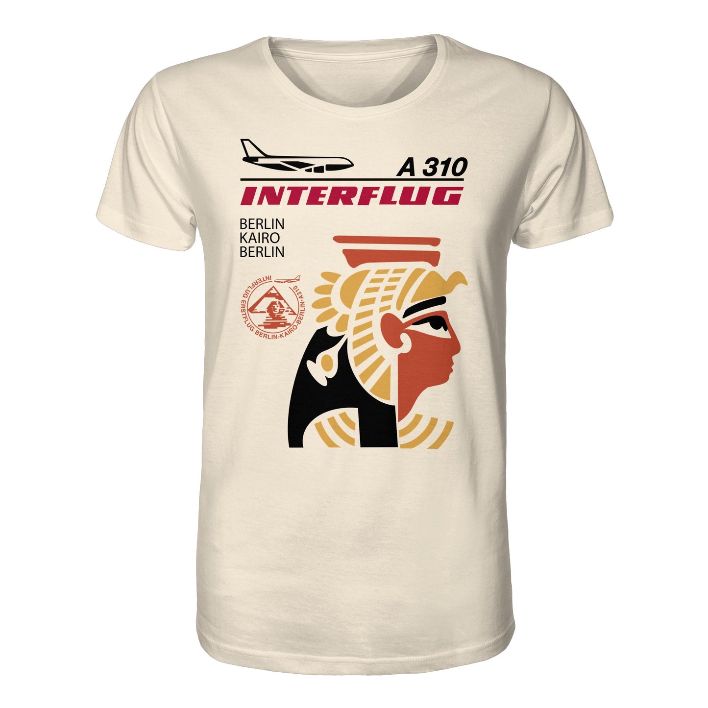 DDR Ostalgie Bio-Shirt Unisex • INTERFLUG BERLIN - KAIRO (ORIGINAL SONDERSTEMPEL)