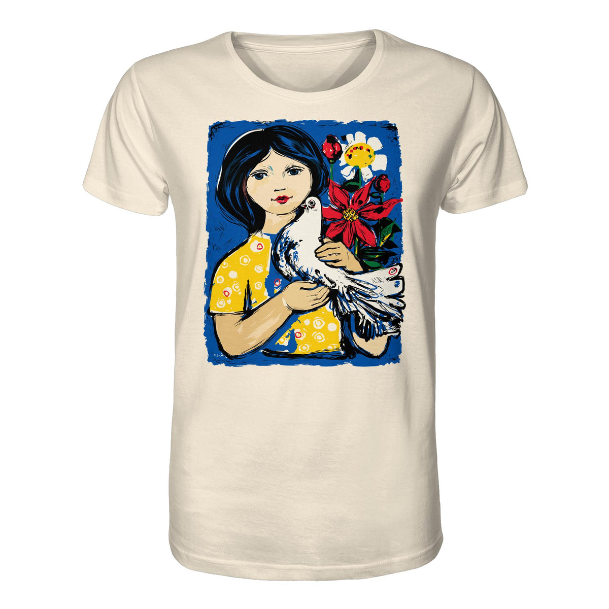 DDR Ostalgie Bio-Shirt Unisex • WALTER WOMACKA - MÄDCHEN MIT FRIEDENSTAUBE