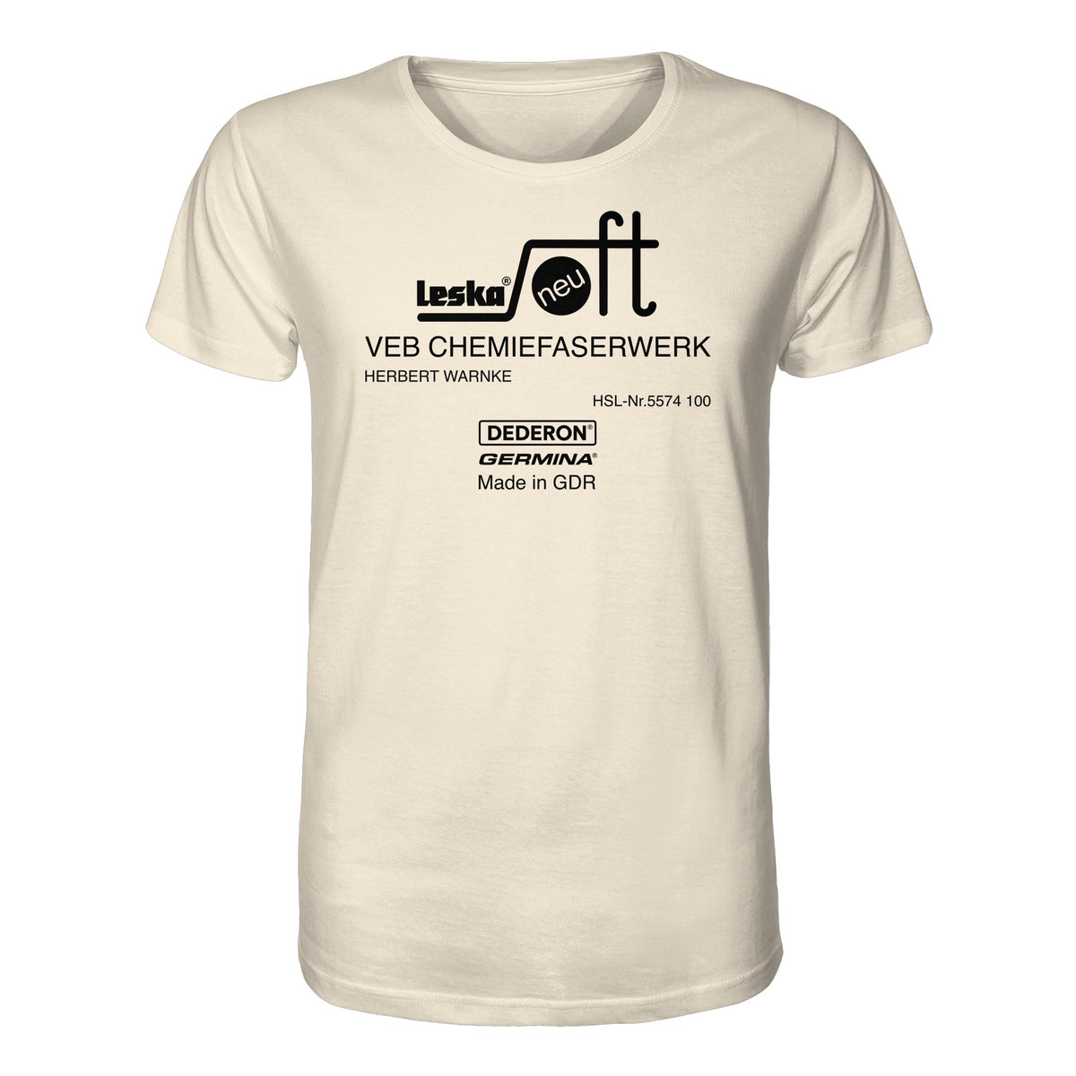 DDR Ostalgie Bio-Shirt Unisex • LESKA VEB CHEMIEFASERWERK HERBERT WARNKE - DEDERON, GERMINA
