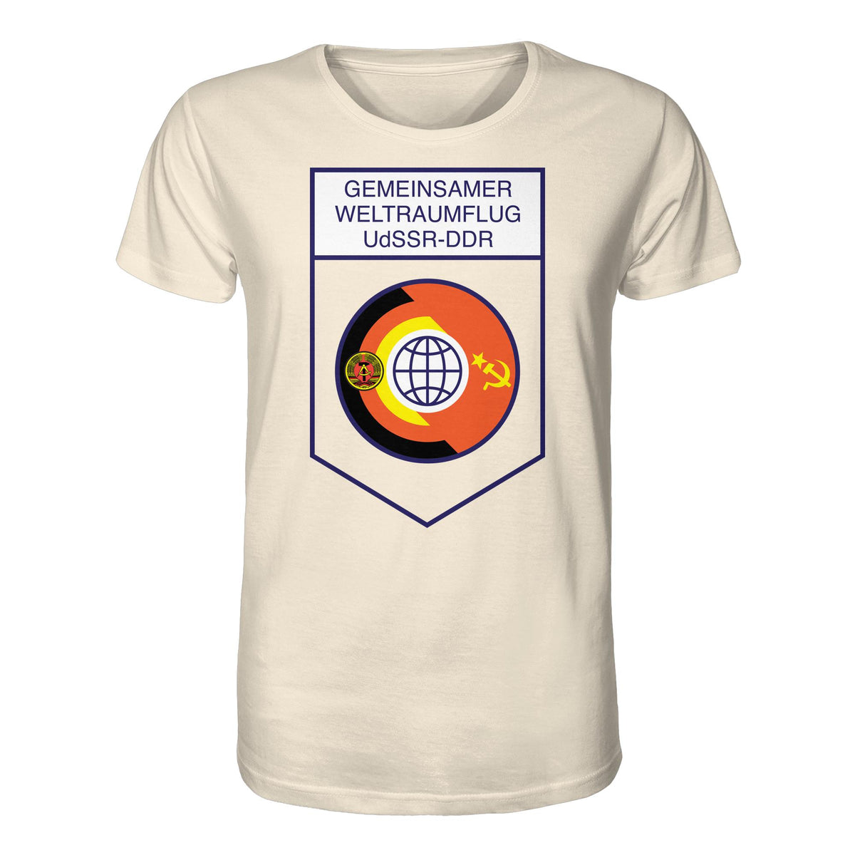 DDR Ostalgie Bio-Shirt Unisex • GEMEINSAMER WELTRAUMFLUG UDSSR-DDR (ORIGINAL WIMPEL)