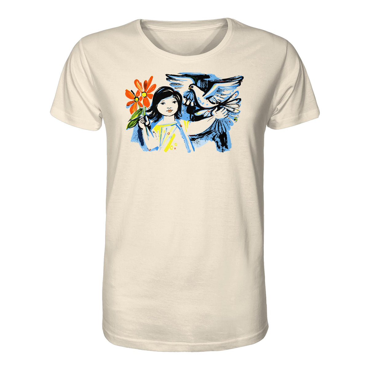 DDR Ostalgie Bio-Shirt Unisex • WALTER WOMACKA - MÄDCHEN MIT FRIEDENSTAUBE (1963)