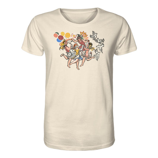 DDR Ostalgie Bio-Shirt Unisex • WALTER WOMACKA - TANZENDE MÄDCHEN MIT FRIEDENSTAUBEN (MOSAIK HAUS DES LEHRERS, 1964)
