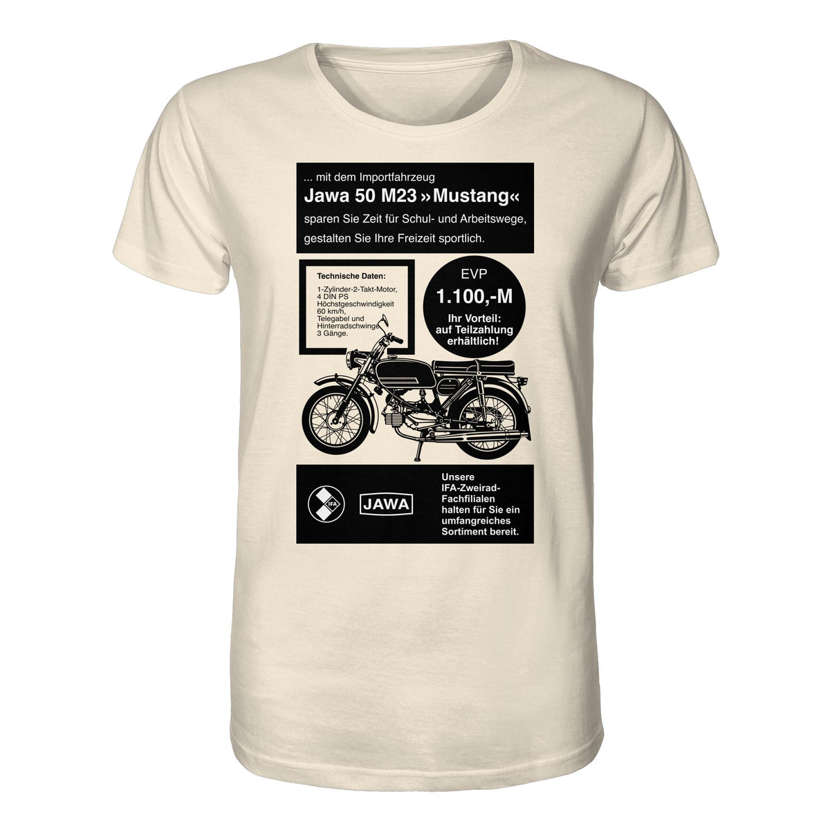 DDR Ostalgie Bio-Shirt Unisex • JAWA 50 M23 (ORIGINAL-PLAKAT)