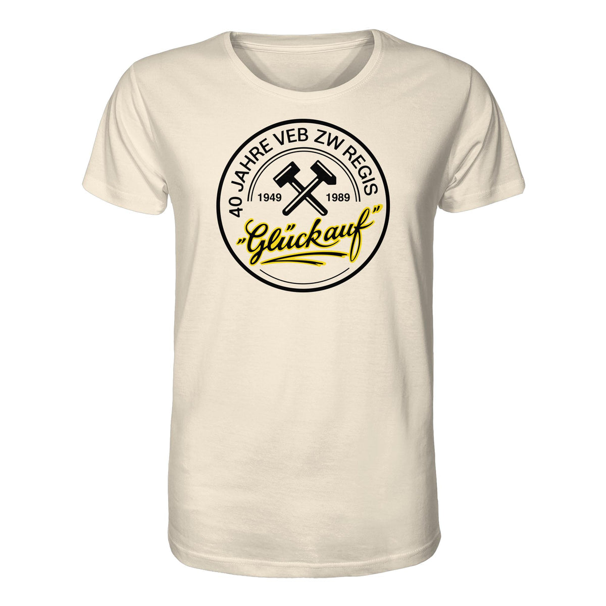 DDR Ostalgie Bio-Shirt Unisex • 40 JAHRE VEB ZW REGIS - GLÜCK AUF