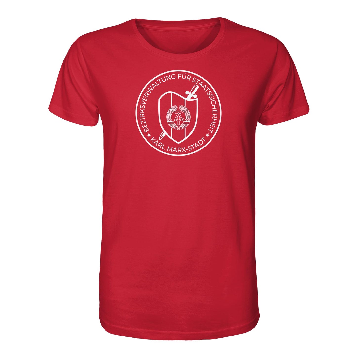 DDR Ostalgie Bio-Shirt Unisex • BEZIRKSVERWALTUNG STAATSSICHERHEIT KARL MARX STADT