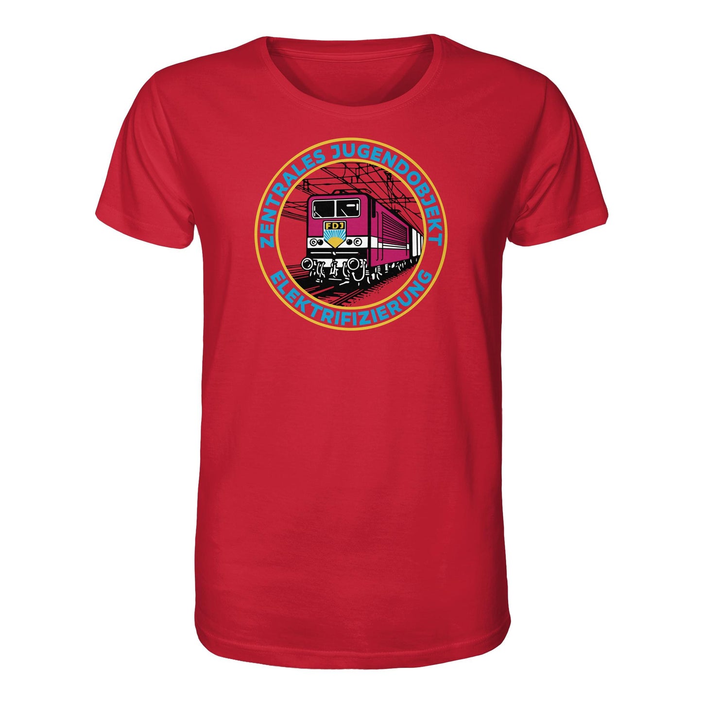 DDR Ostalgie Bio-Shirt Unisex • DR - FDJ ZENTRALES JUGENDOBJEKT ELEKTRIFIZIERUNG