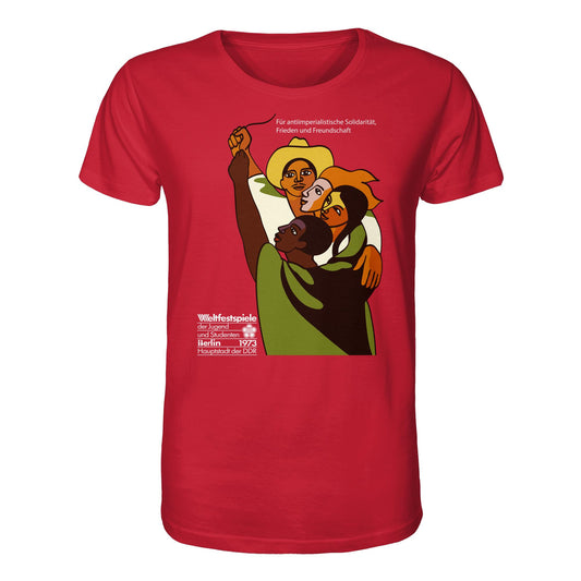 DDR Ostalgie Bio-Shirt Unisex • FÜR FRIEDEN UND FREUNDSCHAFT - ORIGINALPOSTER WELTFESTSPIELE BERLIN 1973