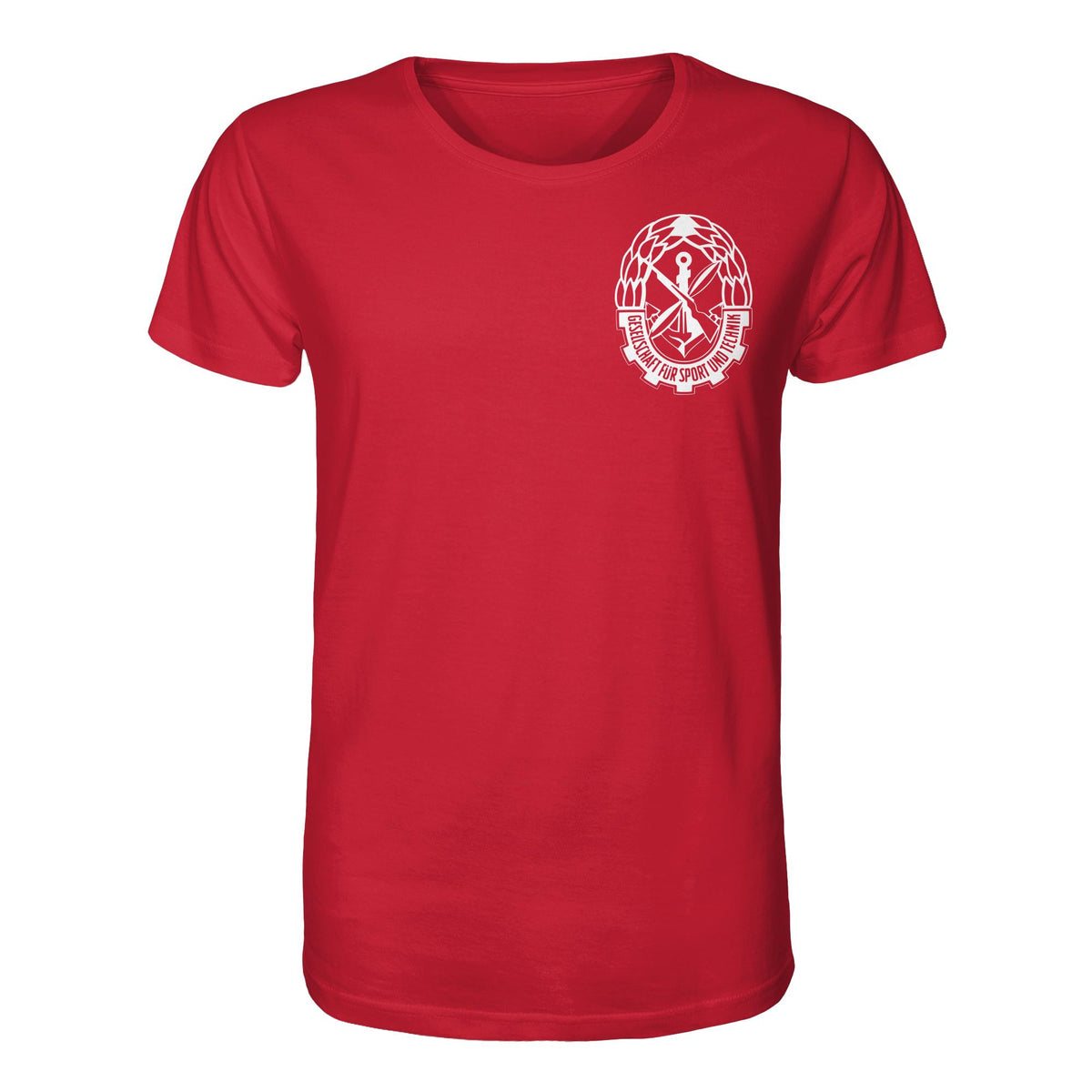DDR Ostalgie Bio-Shirt Unisex • GST - GESELLSCHAFT FÜR SPORT UND TECHNIK (BRUST EMBLEM)