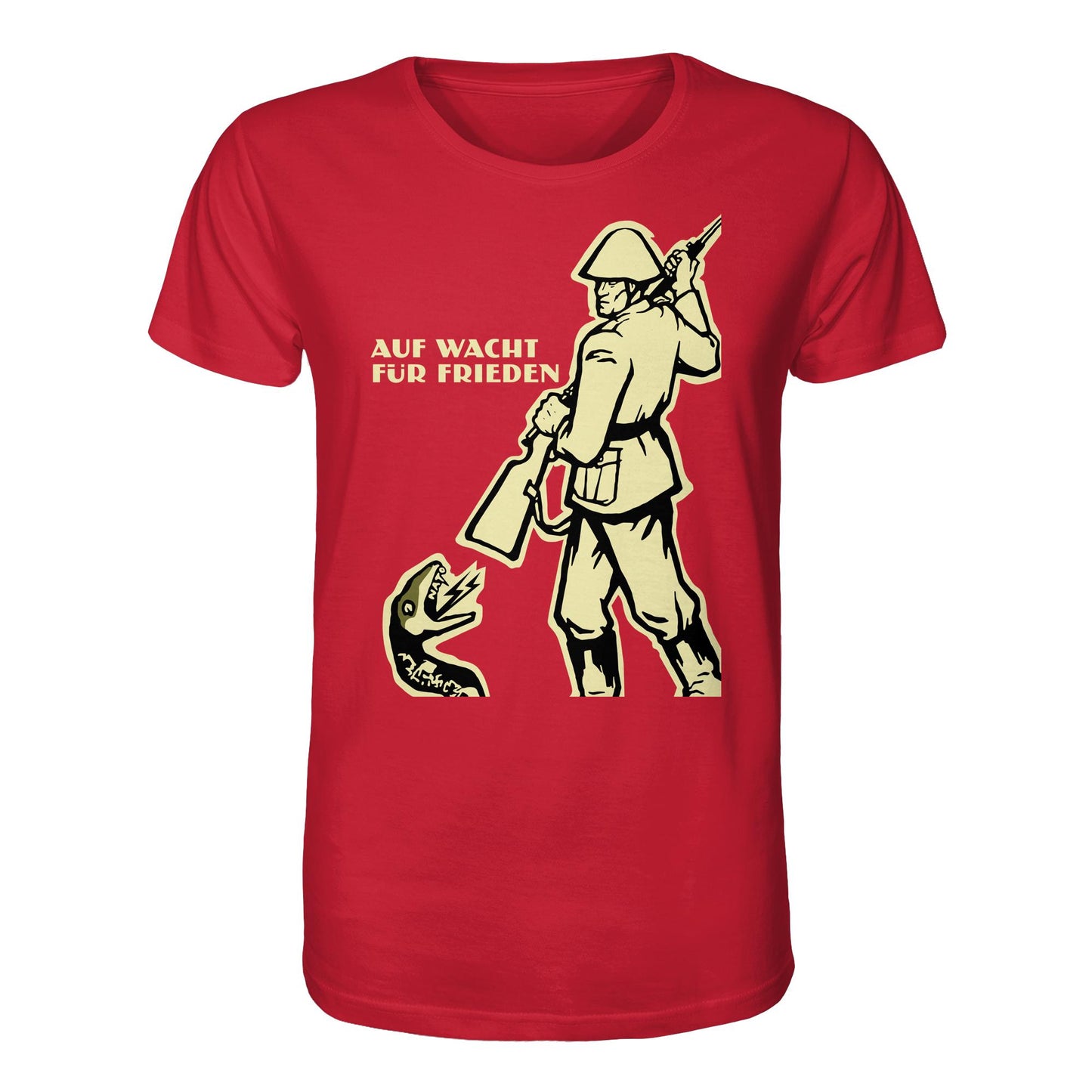 DDR Ostalgie Bio-Shirt Unisex • NVA - AUF WACHT FÜR FRIEDEN, ANTI-NATO (ORIGINAL PLAKAT)