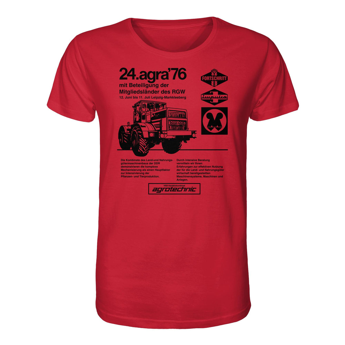 DDR Ostalgie Bio-Shirt Unisex • AGRA 1976, LEIPZIG-MARKKLEEBERG