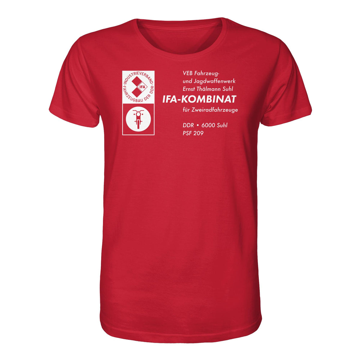 DDR Ostalgie Bio-Shirt Unisex • VEB FAHRZEUG- UND JAGDWAFFENWERK ERNST THÄLMANN SUHL