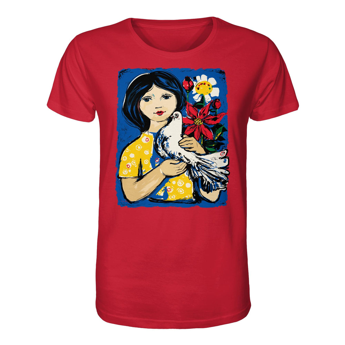 DDR Ostalgie Bio-Shirt Unisex • WALTER WOMACKA - MÄDCHEN MIT FRIEDENSTAUBE
