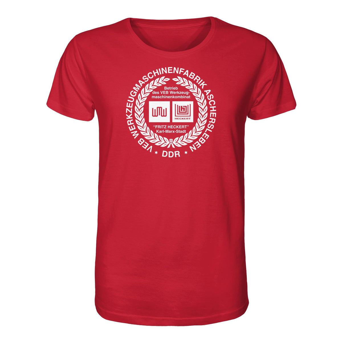 DDR Ostalgie Bio-Shirt Unisex • VEB WERKZEUGMASCHINENKOMBINAT FRITZ HECKERT - ASCHERSLEBEN