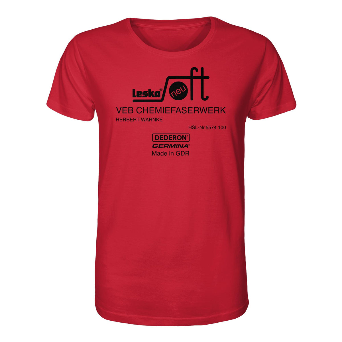 DDR Ostalgie Bio-Shirt Unisex • LESKA VEB CHEMIEFASERWERK HERBERT WARNKE - DEDERON, GERMINA