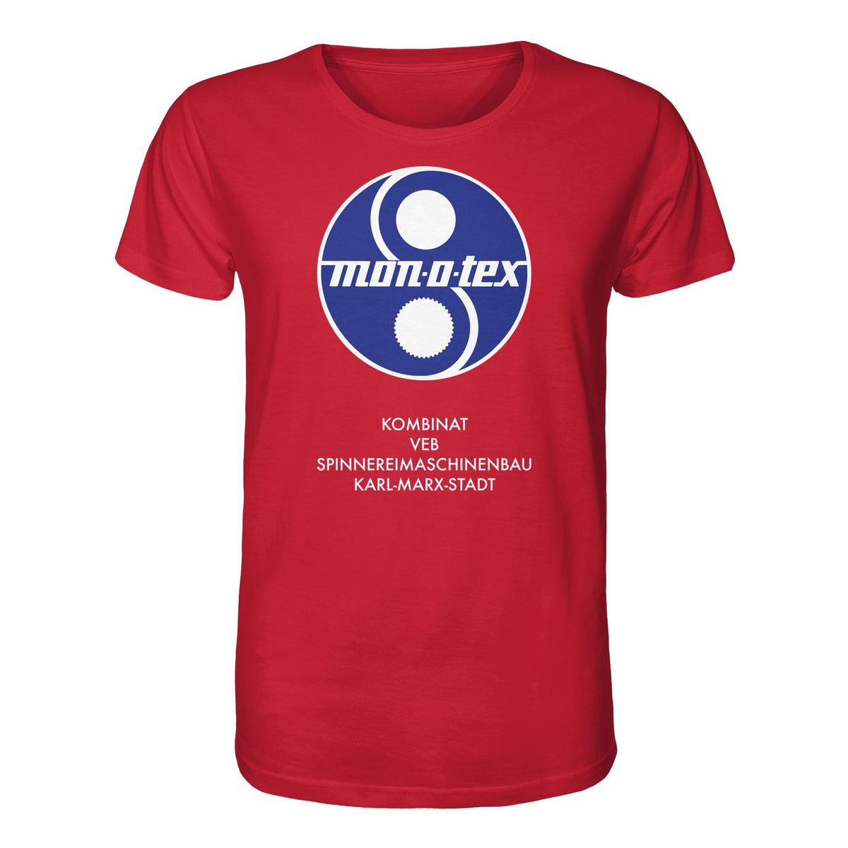 DDR Ostalgie Bio-Shirt Unisex • MONOTEX VEB KOMBINAT SPINNEREIMASCHINENBAU KARL-MARX-STADT