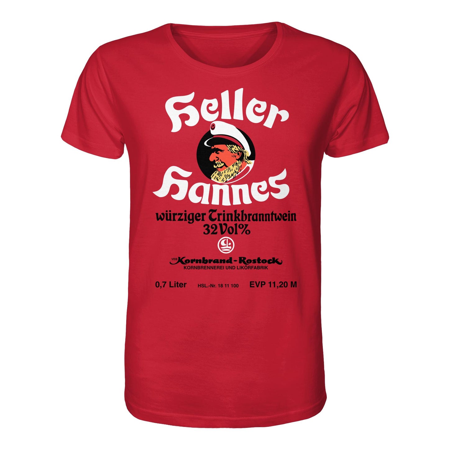 DDR Ostalgie Bio-Shirt Unisex • HELLER HANNES - TRINKBRANNTWEIN - VEB KORNBRANDT ROSTOCK