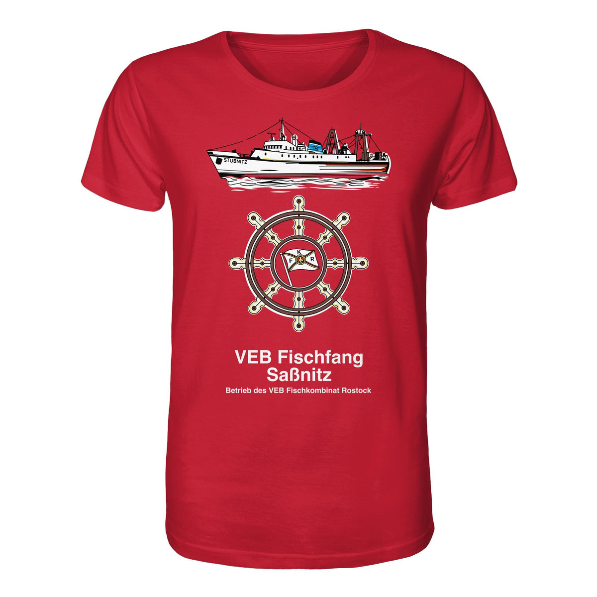 DDR Ostalgie Bio-Shirt Unisex • VEB FISCHFANG SASSNITZ