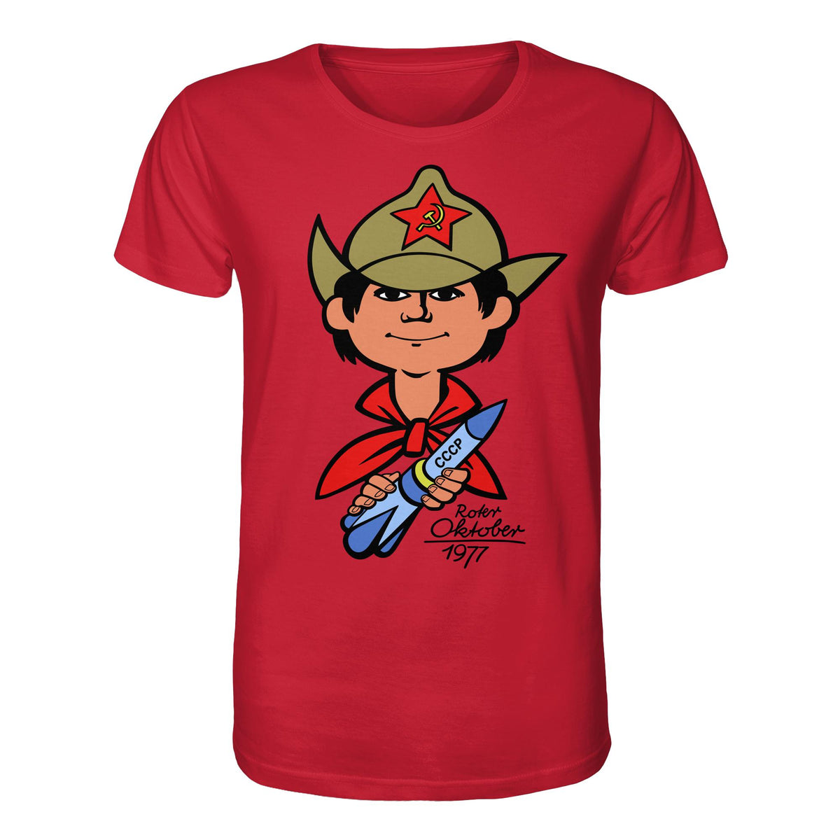 DDR Ostalgie Bio-Shirt Unisex • ROTER OKTOBER 1917 (ORIGINAL NICKI-MOTIV)