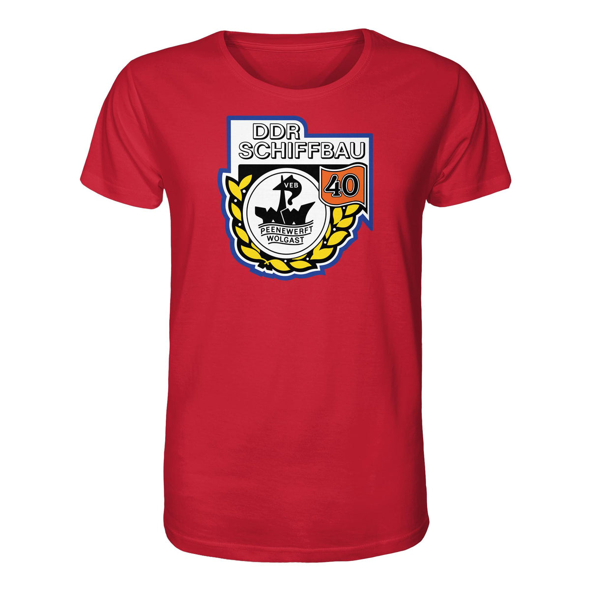 DDR Ostalgie Bio-Shirt Unisex • VEB PEENEWERFT WOLGAST, DDR SCHIFFBAU
