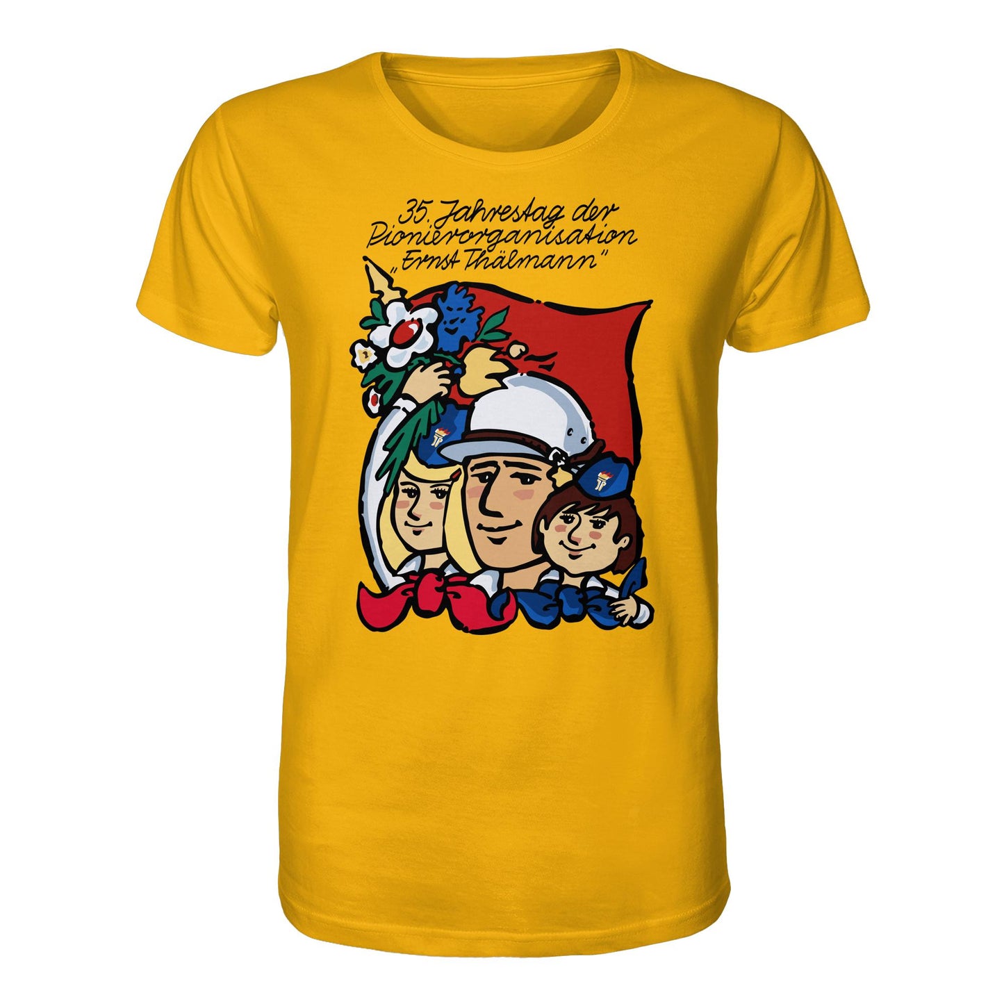 ORGANIC BIO SHIRT UNISEX • 35 JAHRE PIONIERORGANISATION ERNST THÄLMANN (ORIGINAL DDR-PLAKAT)