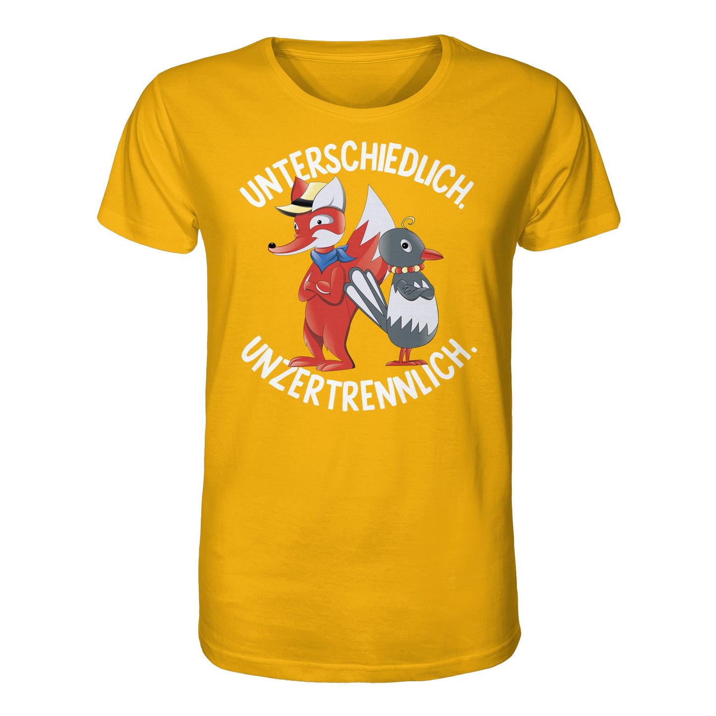 DDR Ostalgie Bio-Shirt Unisex • UNSER SANDMÄNNCHEN - HERR FUCHS & FRAU ELSTER, UNZERTRENNLICH