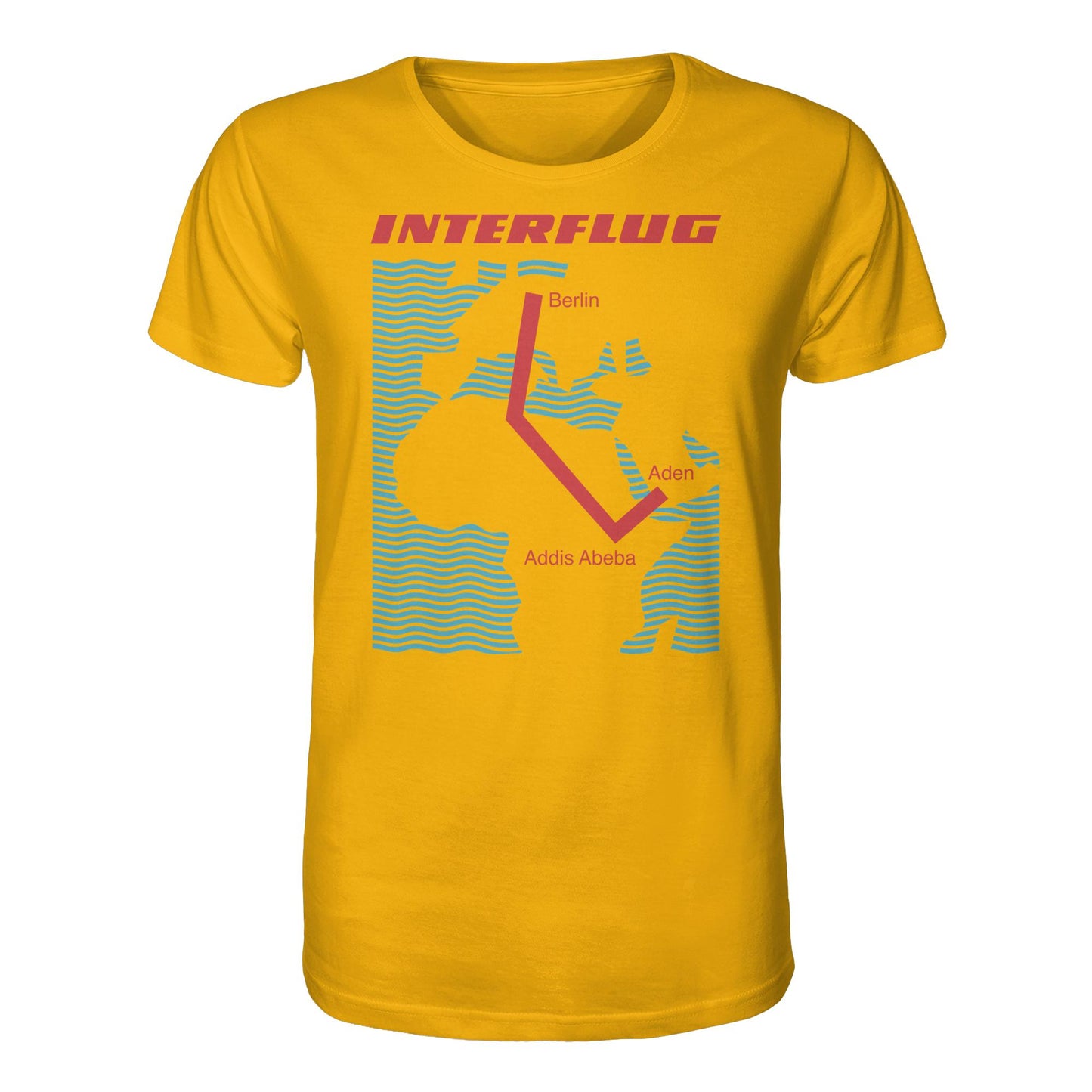 DDR Ostalgie Bio-Shirt Unisex • INTERFLUG BERLIN - ADDIS ABEBA (ORIGINAL SONDERSTEMPEL)