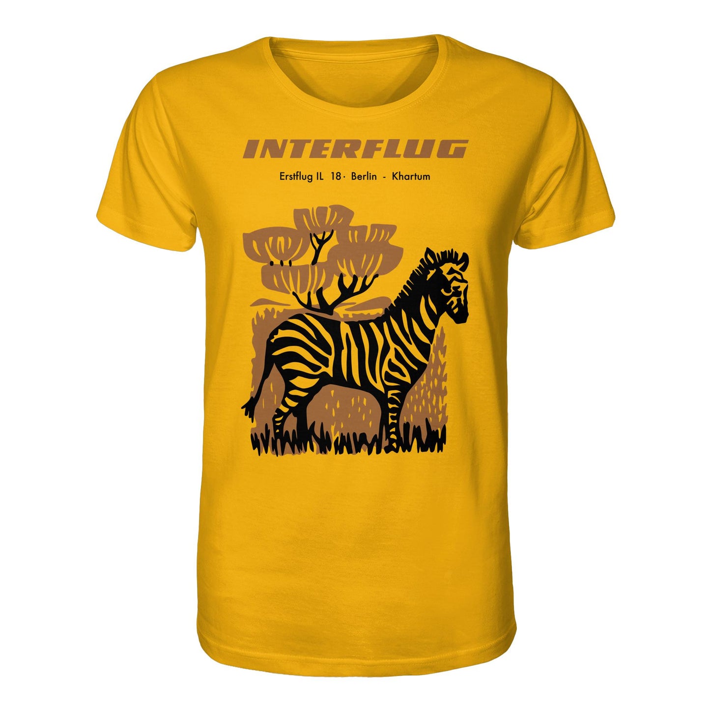 DDR Ostalgie Bio-Shirt Unisex • INTERFLUG BERLIN - KHARTUM (ORIGINAL SONDERSTEMPEL)