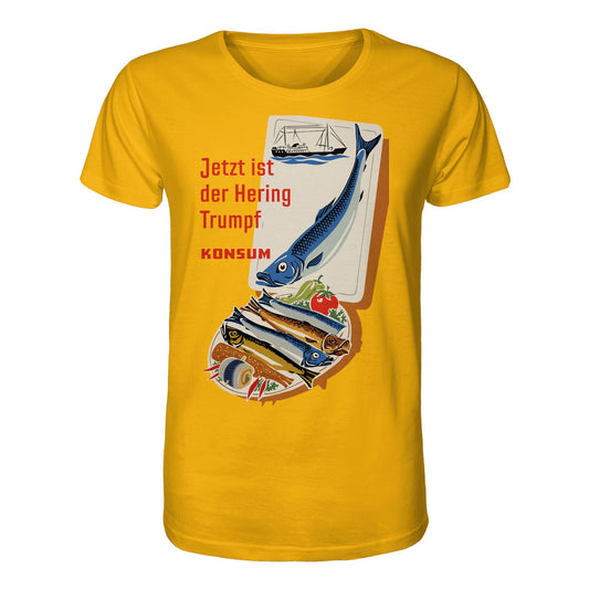 DDR Ostalgie Bio-Shirt Unisex • JETZT IST DER HERING TRUMPF (ORIGINAL KONSUM-PLAKAT)