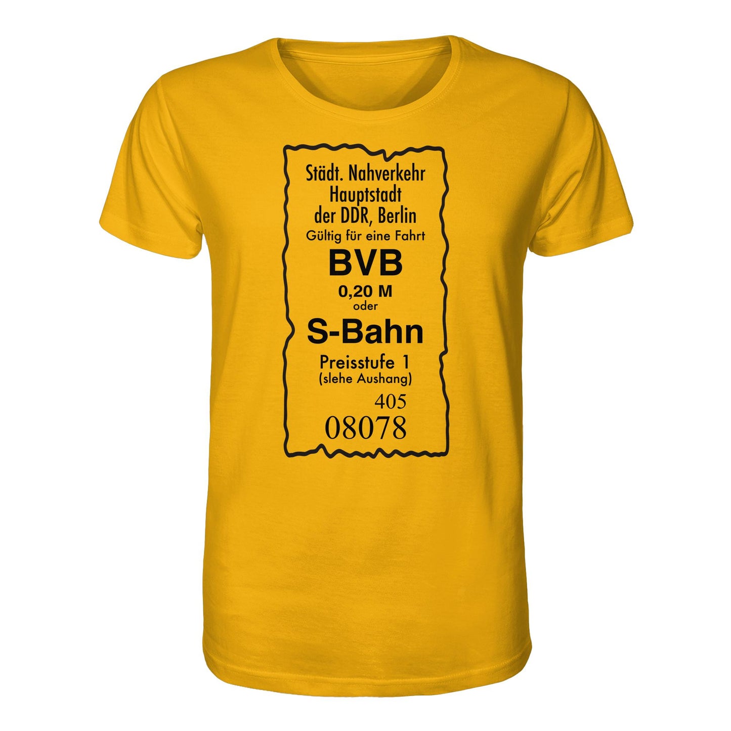 DDR Ostalgie Bio-Shirt Unisex • BVB BERLIN NAHVERKEHR, 20 PFENNIG (ORIGINAL FAHRSCHEIN 1989)