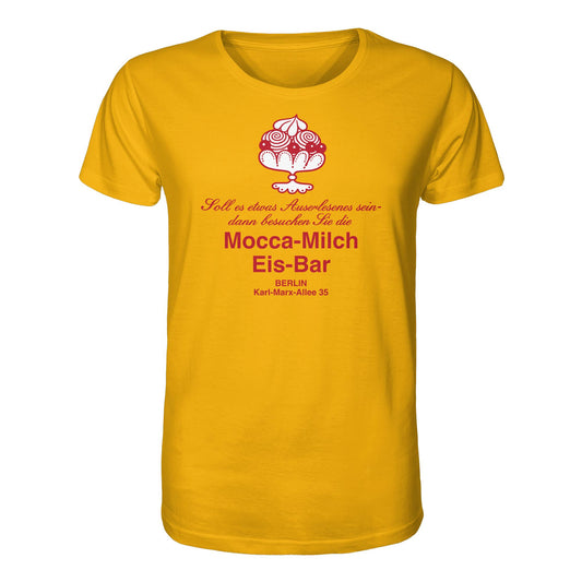 DDR Ostalgie Bio-Shirt Unisex • MOKKA-MILCH-EIS-BAR BERLIN (ORIGINAL UNTERSETZER)