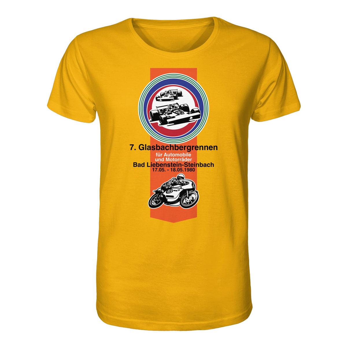 DDR Ostalgie Bio-Shirt Unisex • GLASBACHBERGRENNEN BAD LIEBENSTEIN (ORIGINAL WIMPEL)